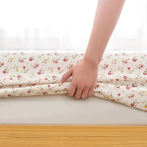 Miniatura 4 de KACEMOO Juego de sábanas King de 4 piezas impresas con bonito patrón de sábanas de microfibra cepillada refrescante con bolsillo profundo de 17