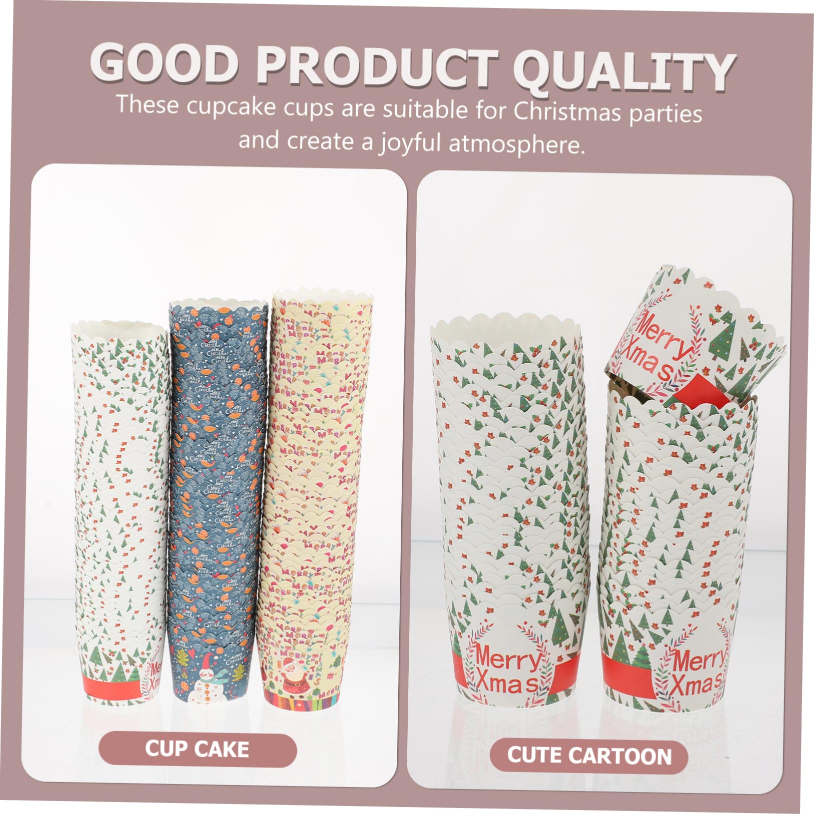 Cabilock 3 Sätze Weihnachtskuchenbecher Papierbecher Abschluss Cupcake Förmchen Backzubehör Backbecher Mit Deckel Mini Cupcake Behälter Cupcake Förmchen Goldene Muffin 150 Stück * 3