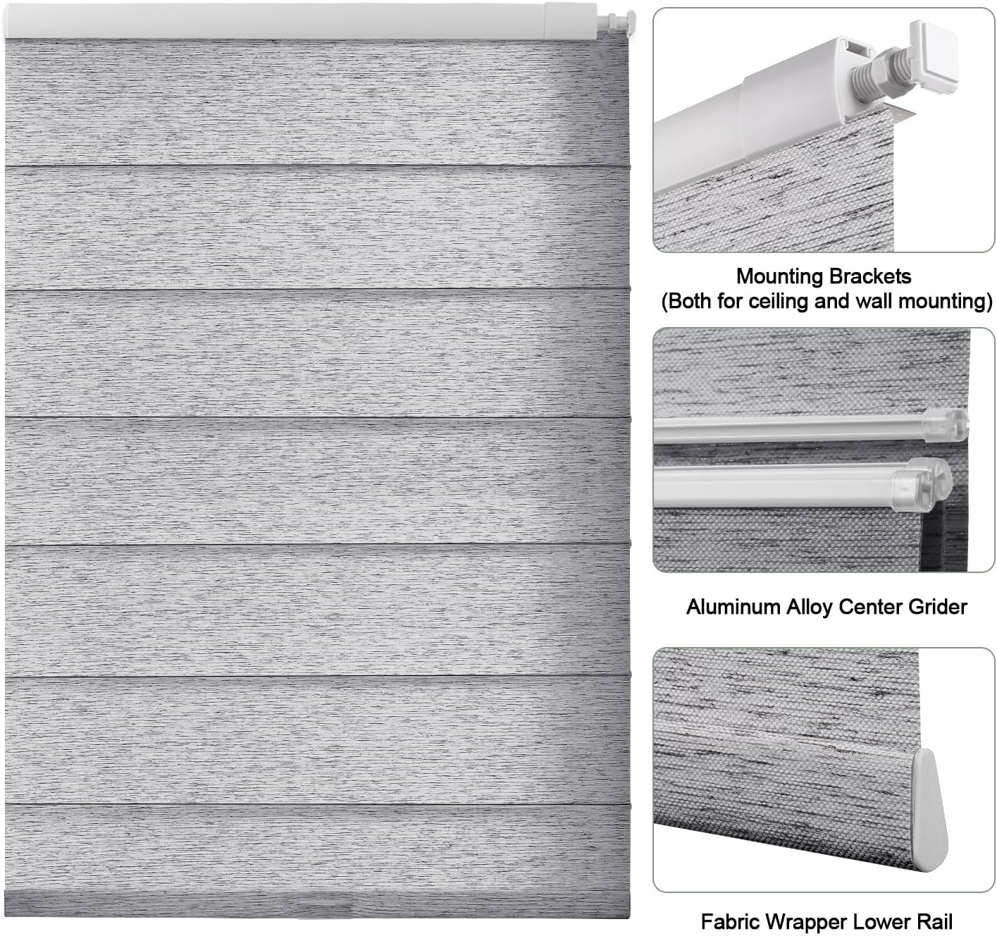 Zshine No Drill Custom Cordless Roman Shades for Indoor Windows Light Filtering 82144C