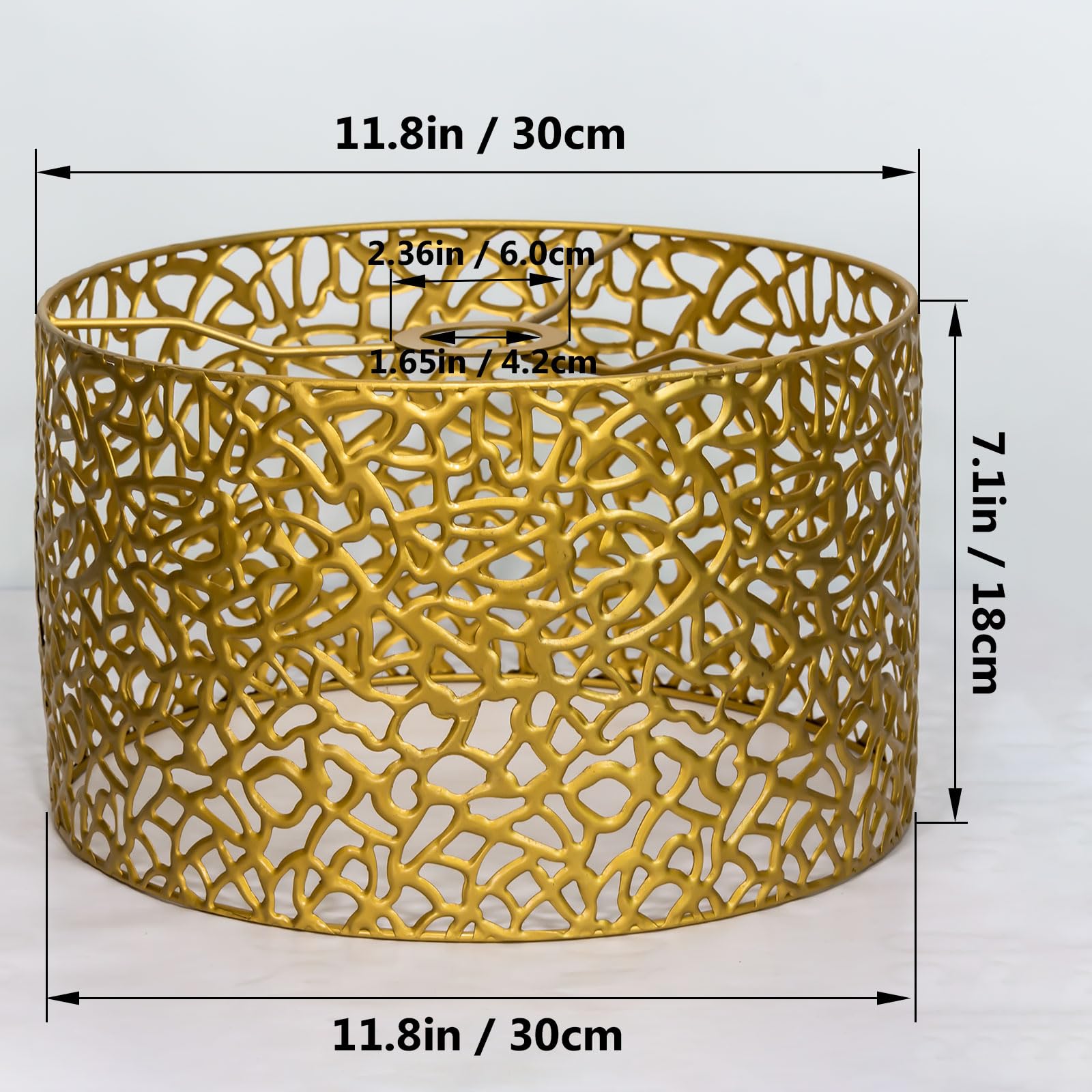 Moderno paralume rotondo in metallo, stile retrò dorato, intagliato, per lampada da terra, lampada a sospensione, lampada da tavolo