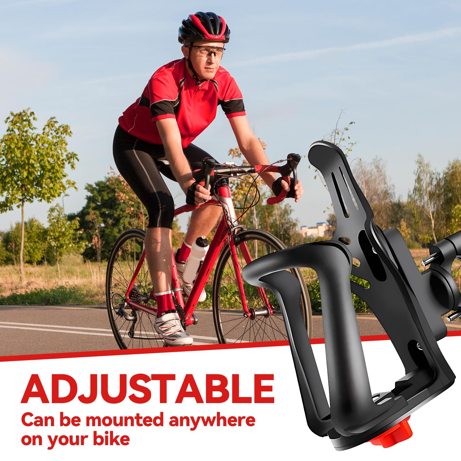 KEMIMOTO Porte-bouteille De Vélo, Porte-bouteille D'eau, Porte-gobelet Pour Poussette, Porte-bouteille D'eau De Vélo Avec Poches En Filet Pour VTT, Pliant, Vélos De Route, Fauteuils Roulants