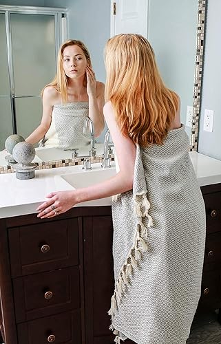 Miniatura 3 de Clotho Paquete de 4 toallas turcas de baño, 100% algodón, 38 x 64 pulgadas, juego de 4 toallas turcas de gran tamaño, toallas turcas de secado rápido