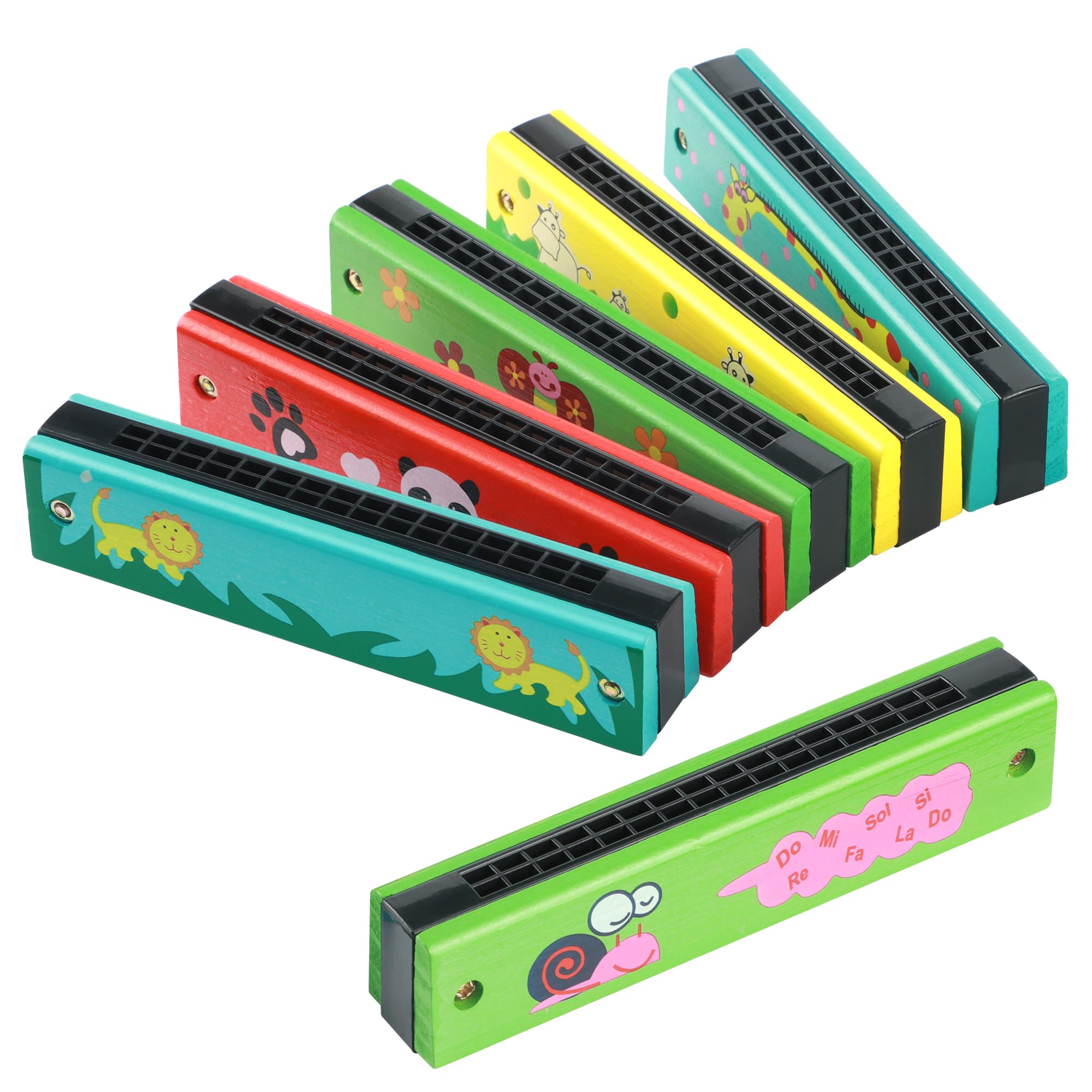 6 Pièces Harmonica pour Enfants, 16 Trous en Bois Harmonica Enfant, Cadeau d'Anniversaire pour Enfants Étudiants Débutants