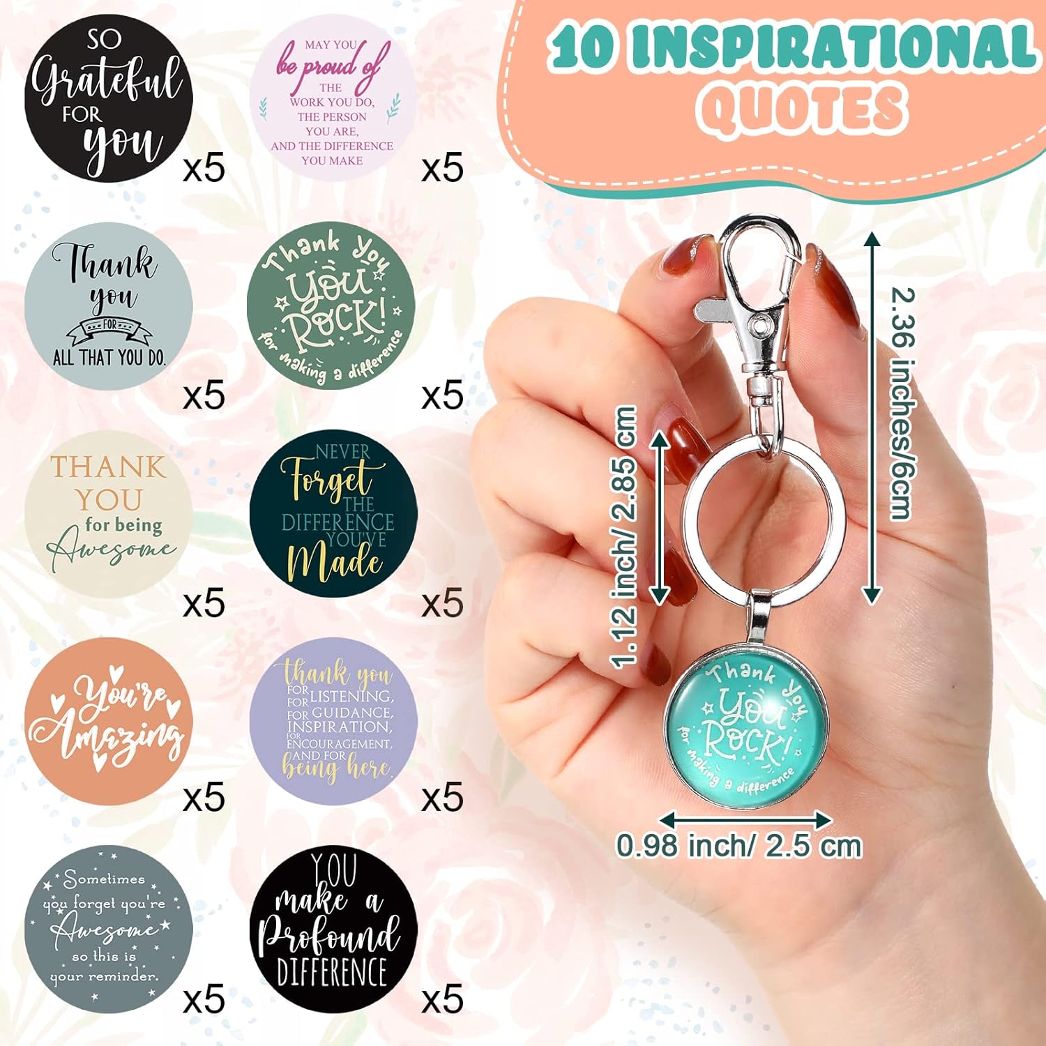 Fumete 50個 従業員への感謝のギフト 感謝のキーチェーン 同僚へのお帰りへのギフト 女性 男性 インスピレーションを与えるモ