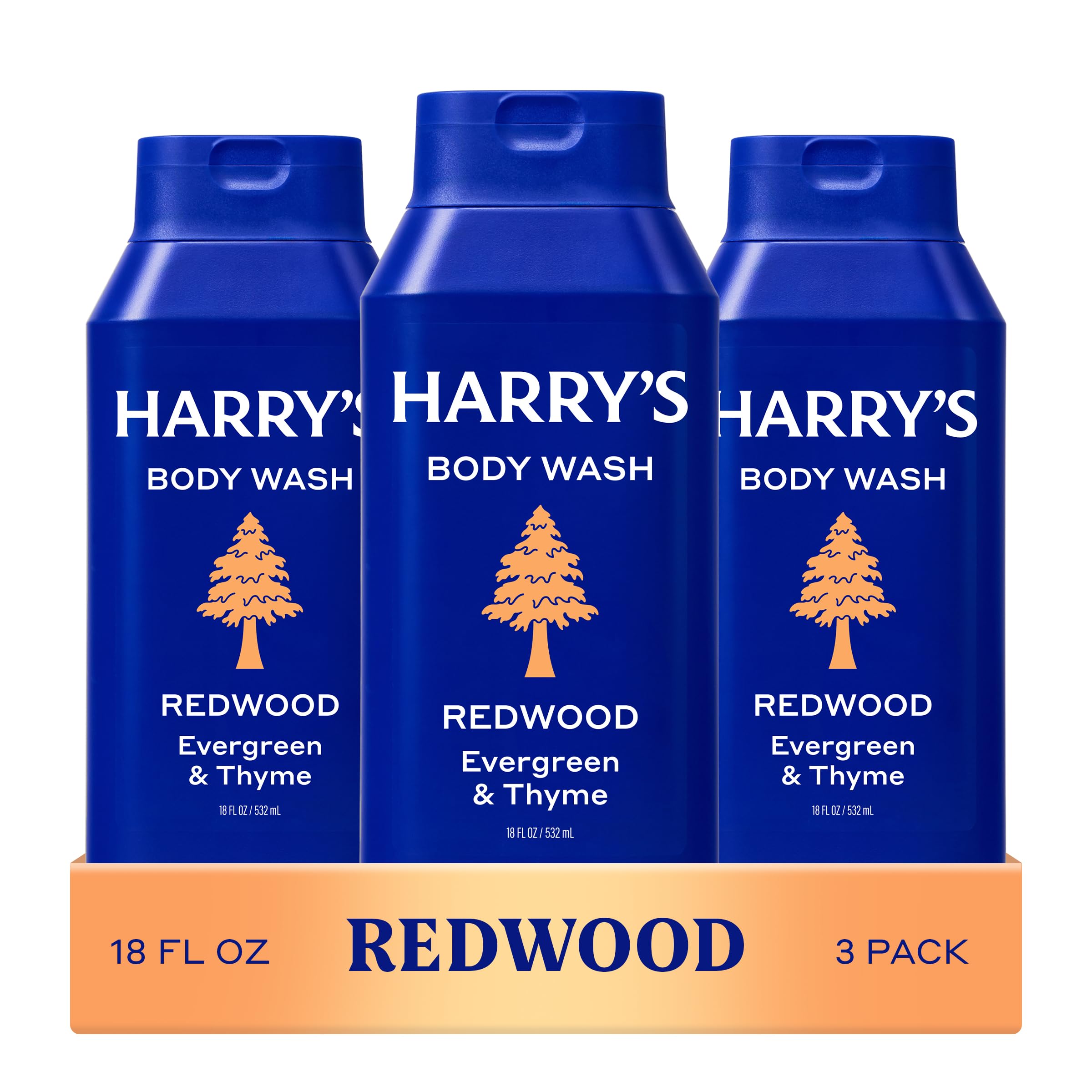 Harry's Men's Body Wash - Redwood - (3 Pack) 18 fl oz - Shower Gel for Men - No Parabens, Sulfates, or Dyes