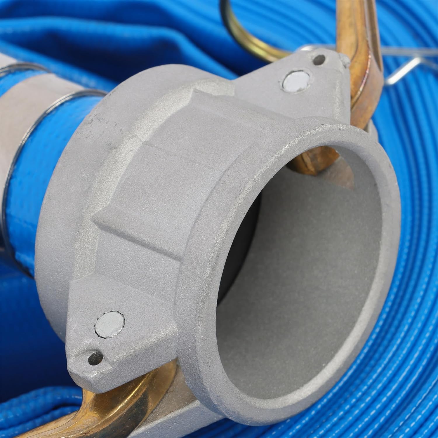 HOSTIC 1.5" x 50ft PVC Lay Flat Discharge Hose With Aluminum Camlock C and E Fittings, Heavy Duty Reinforced Pump Backwash Hose