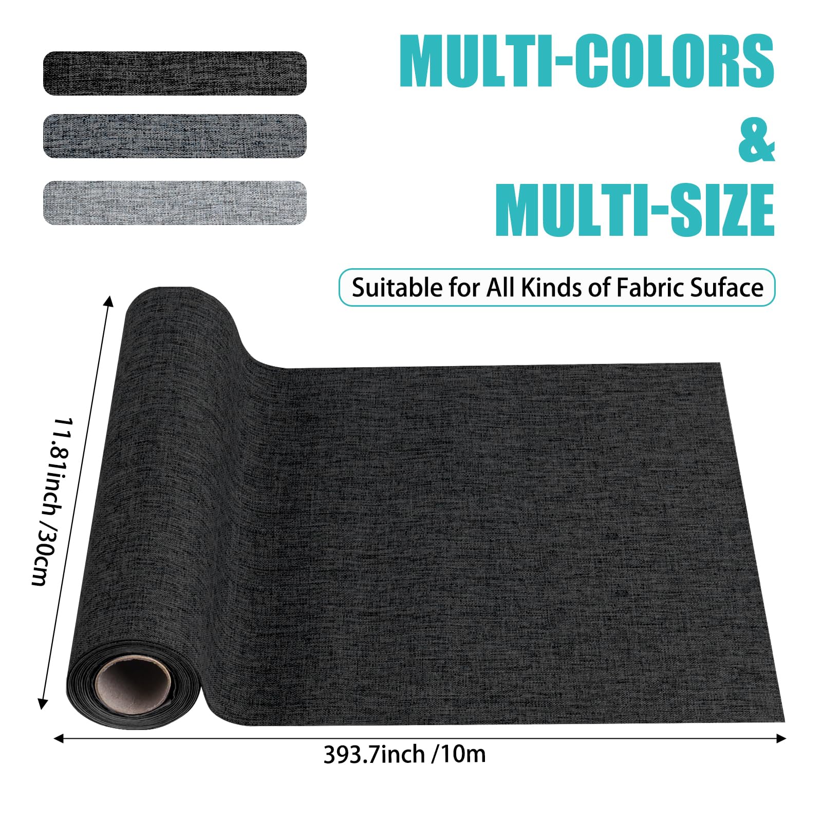 JAHOMFAI - Patchs autocollants en tissu 30 cm x 10 m - Patchs autocollants en lin - Ensemble de réparation pour sièges de voiture - Patchs adhésifs parfaits pour canapés, sièges de voiture, meubles