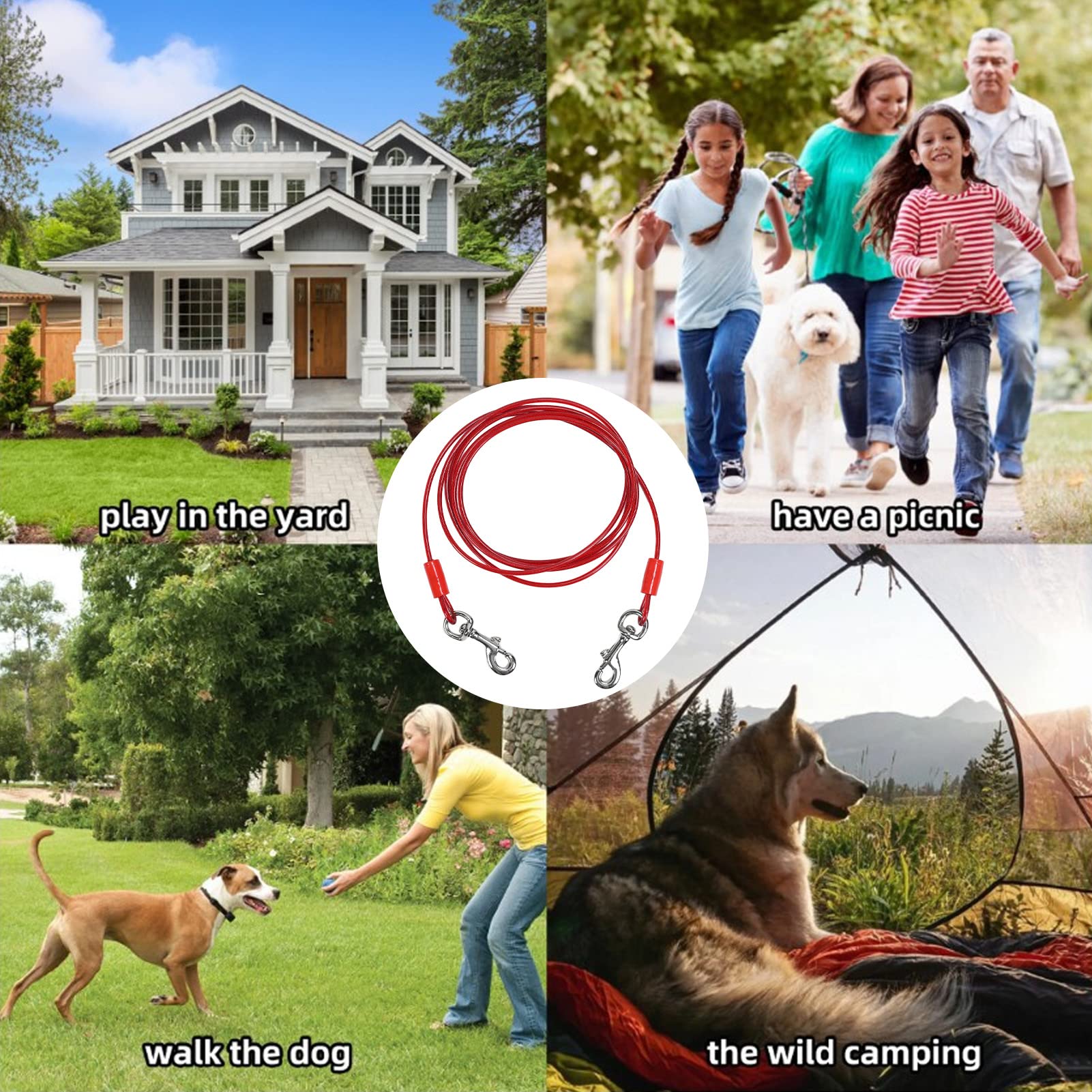 Picchetto Da Esterni per Guinzaglio, Guinzaglio per Cane con Picchetto Elicoidale A Terra, Guinzaglio per Esterni, Picchetto per Ancoraggio per Cani per Esterno Come Cortile e Campeggio