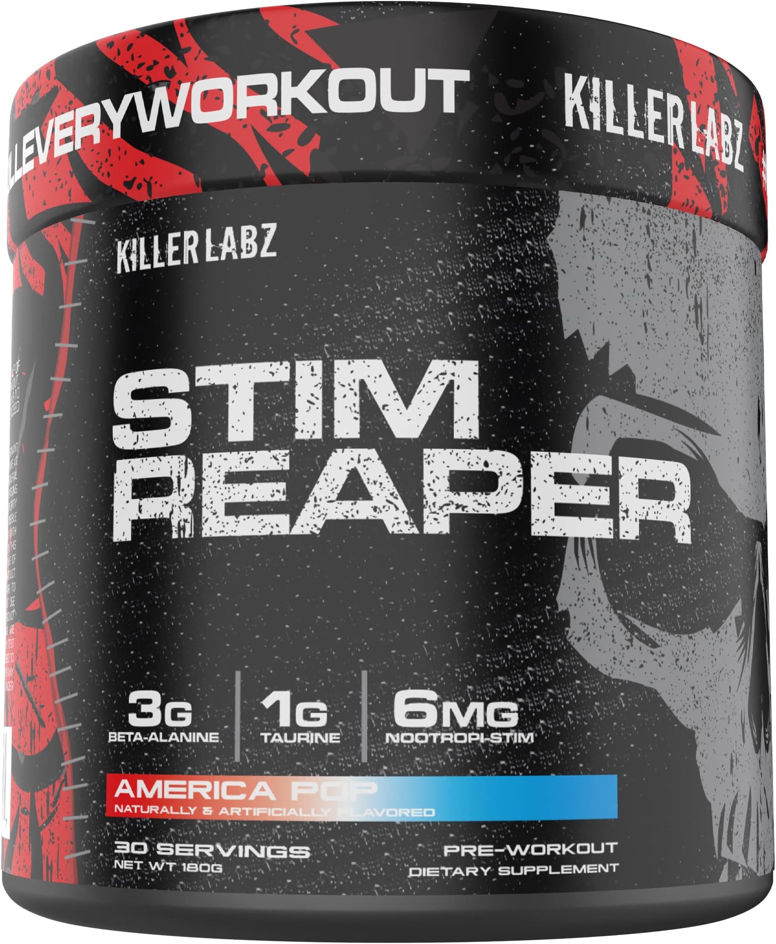 Stim Reaper Pre-Workout | 3g Beta-Alanine | 1g Taurine | 6mg Nootropi-Stim | 30 Servings (America Pop)
