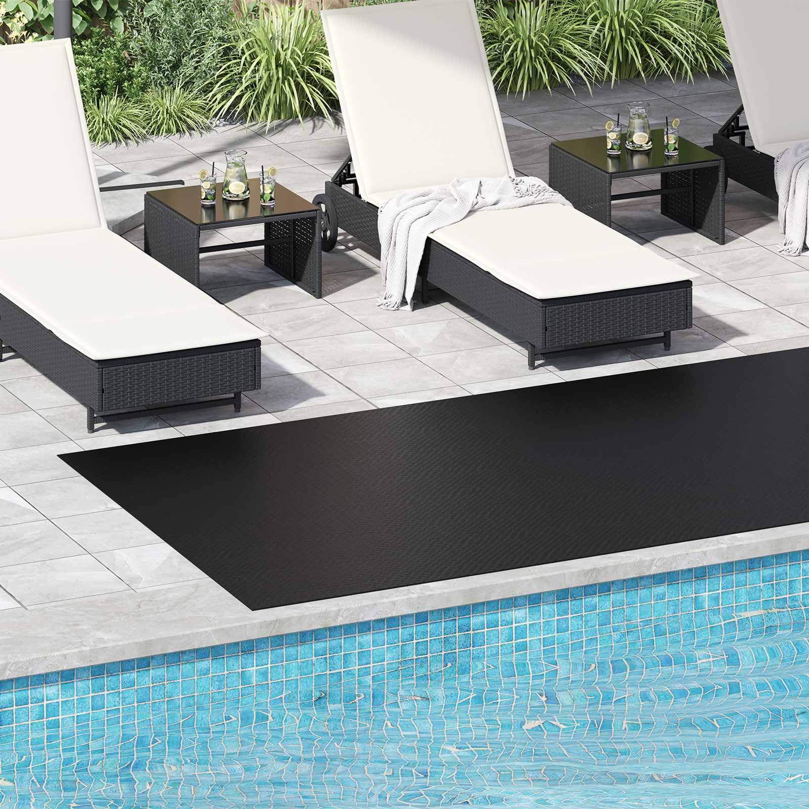 Gummi Außenfußmatte Schwarz 1,5 x 4 m, 3 mm Dicke Bodenbelag für Terrasse, Garten und Kofferraum, robuste rechteckige Gummimatte, leicht zu reinigen und vielseitig einsetzbar