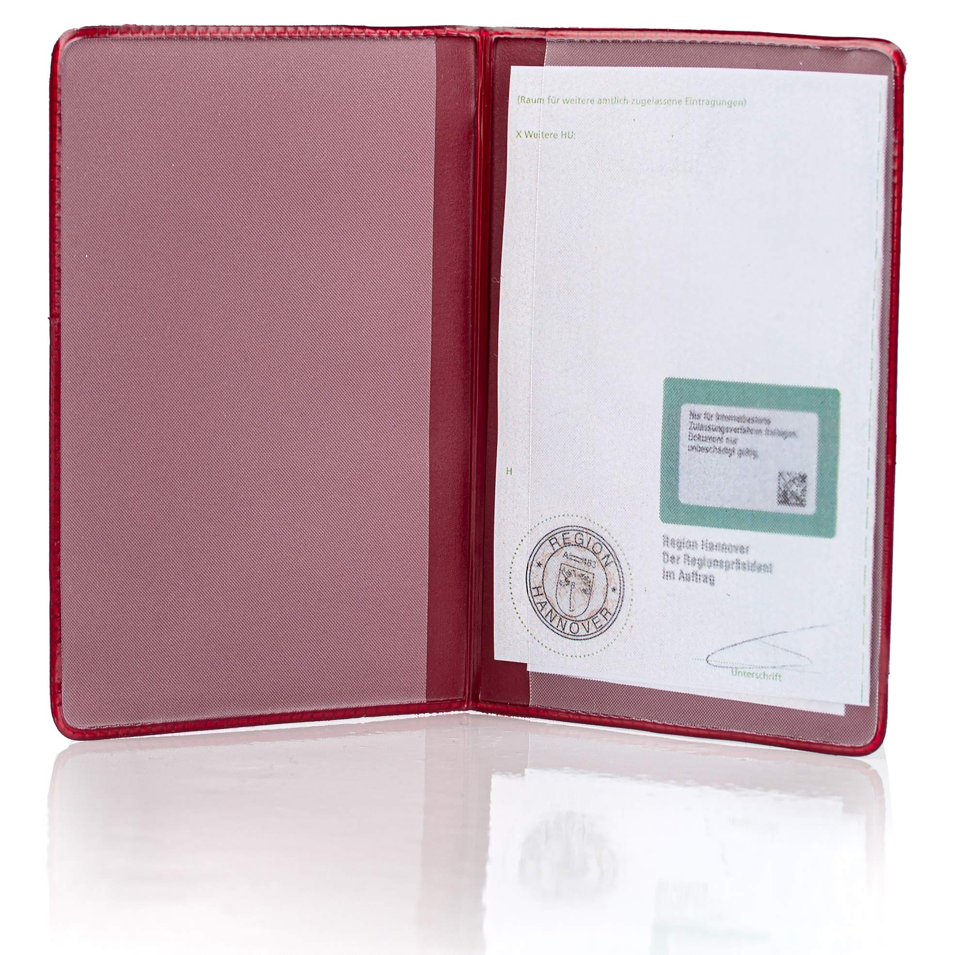 CreativDesign KFZ Schein Schutzhülle PVC 2 Fächer Etui Mappe viele Farben Kartenhülle Fahrzeugschein Hülle Made in Germany … (Bordeaux)