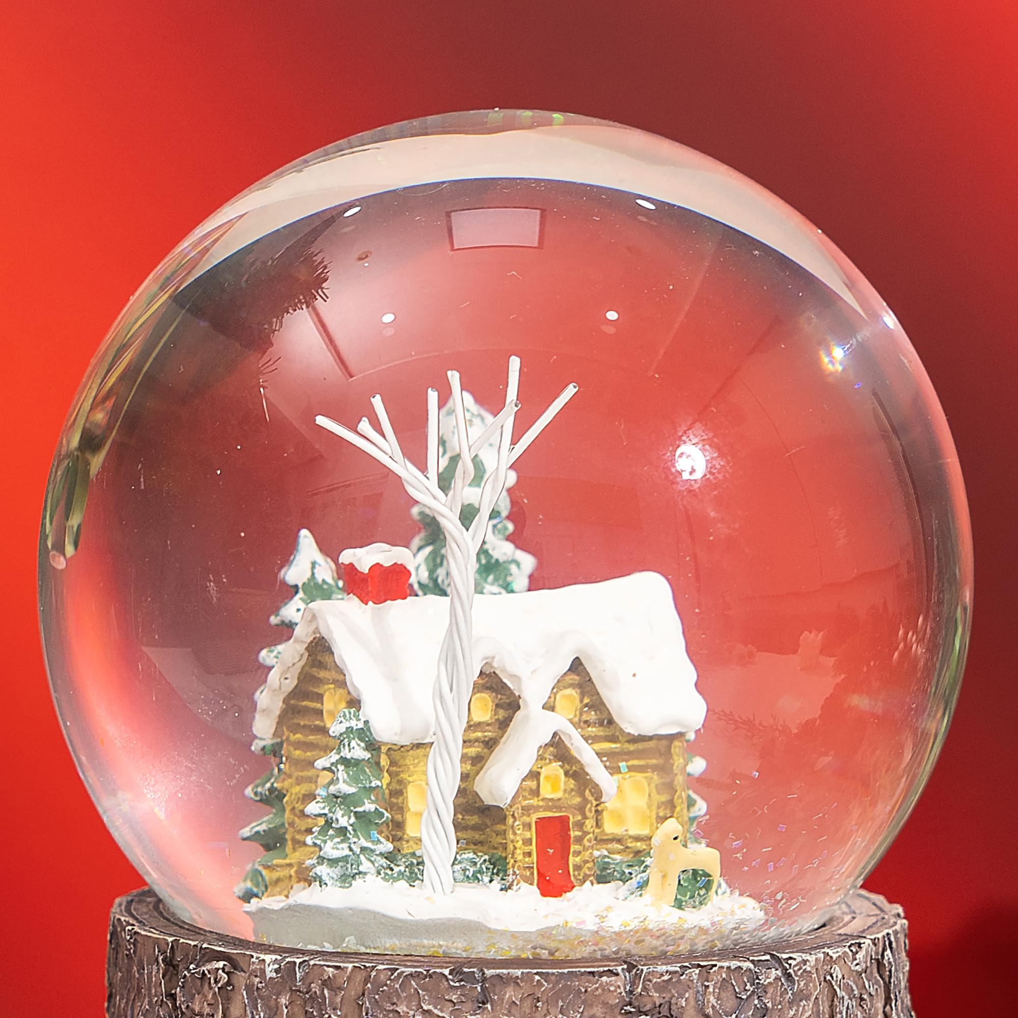 Furtryvl Kerst Sneeuwbol Lantaarn, Water Gevulde Wervelende Glitter Lantaarn, Sneeuwbol met Wervelende Glitter, Kerstscène Rond Kerstboom Kerstman Glitter Lantaarn, Indoor Kerstlamp