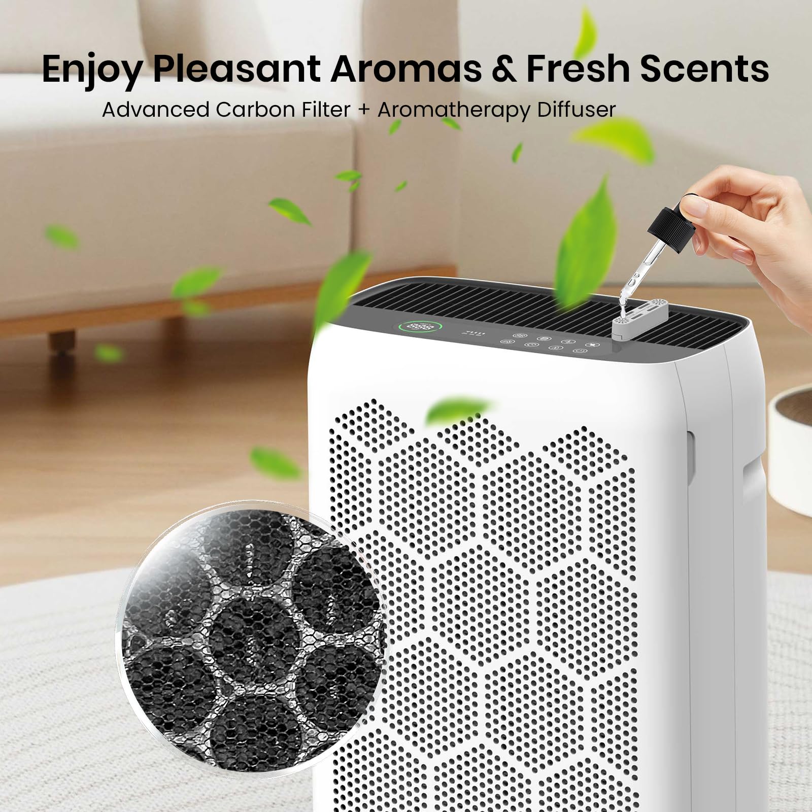 Air Purifiers for Home Large Room Up to 2200 Ft², HEPA Air Purifier for Bedroom with PM2.5 Air Quality Display, Washable Pre-Filter and Sleep Mode, Air Cleaner for Smoke, Dust & Pollen