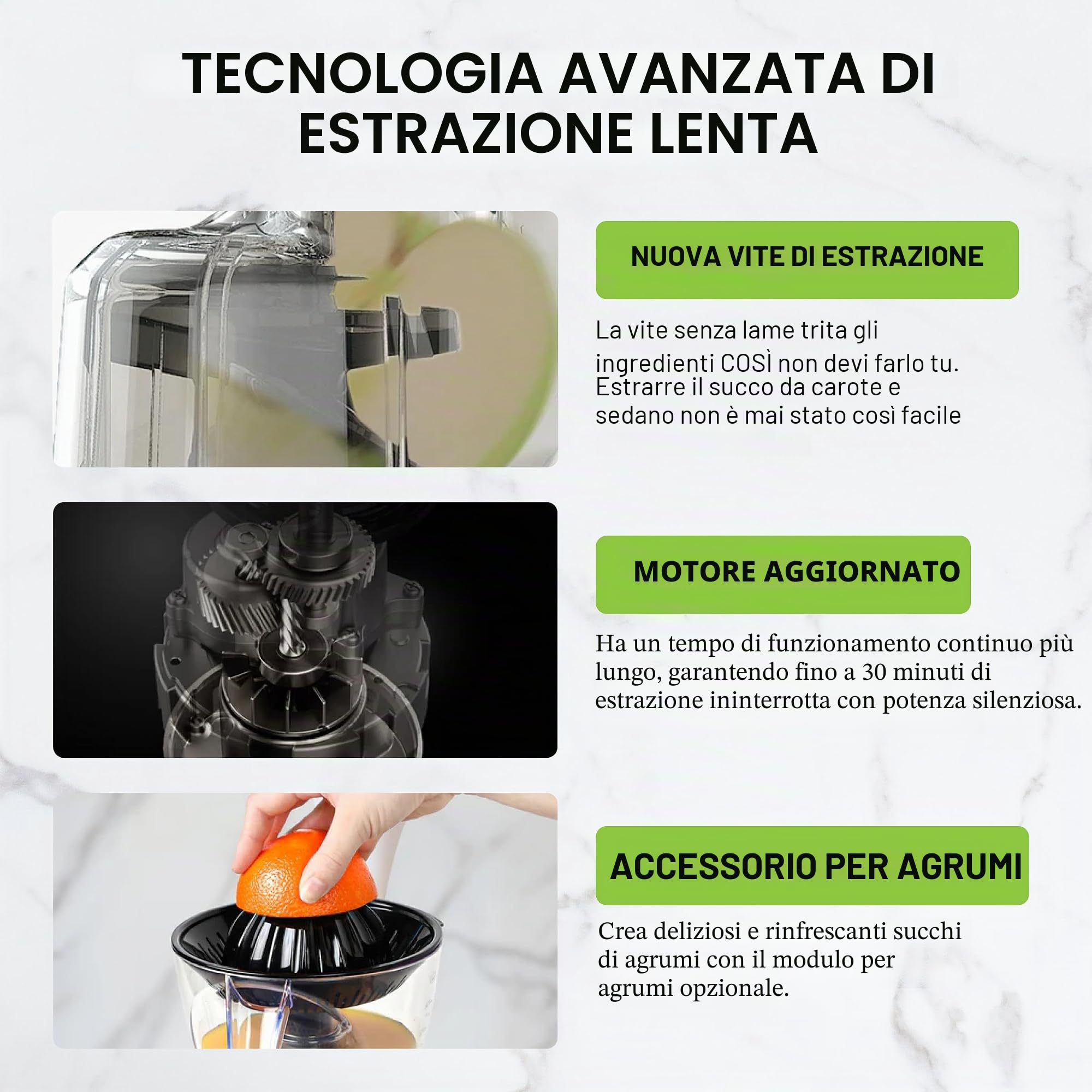 Kuvings - Estrattore di succo REVO830 - Doppio boccaglio, Sistema di taglio automatico - Nero
