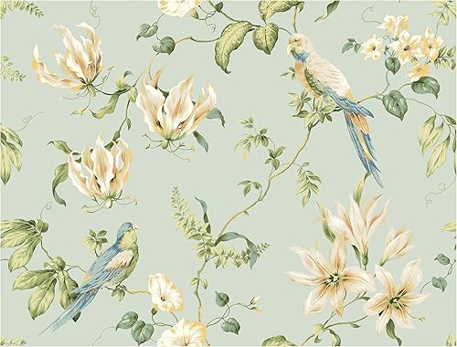York Wallcoverings Casabella - Papel tapiz extraíble floral tropical, color azul claro