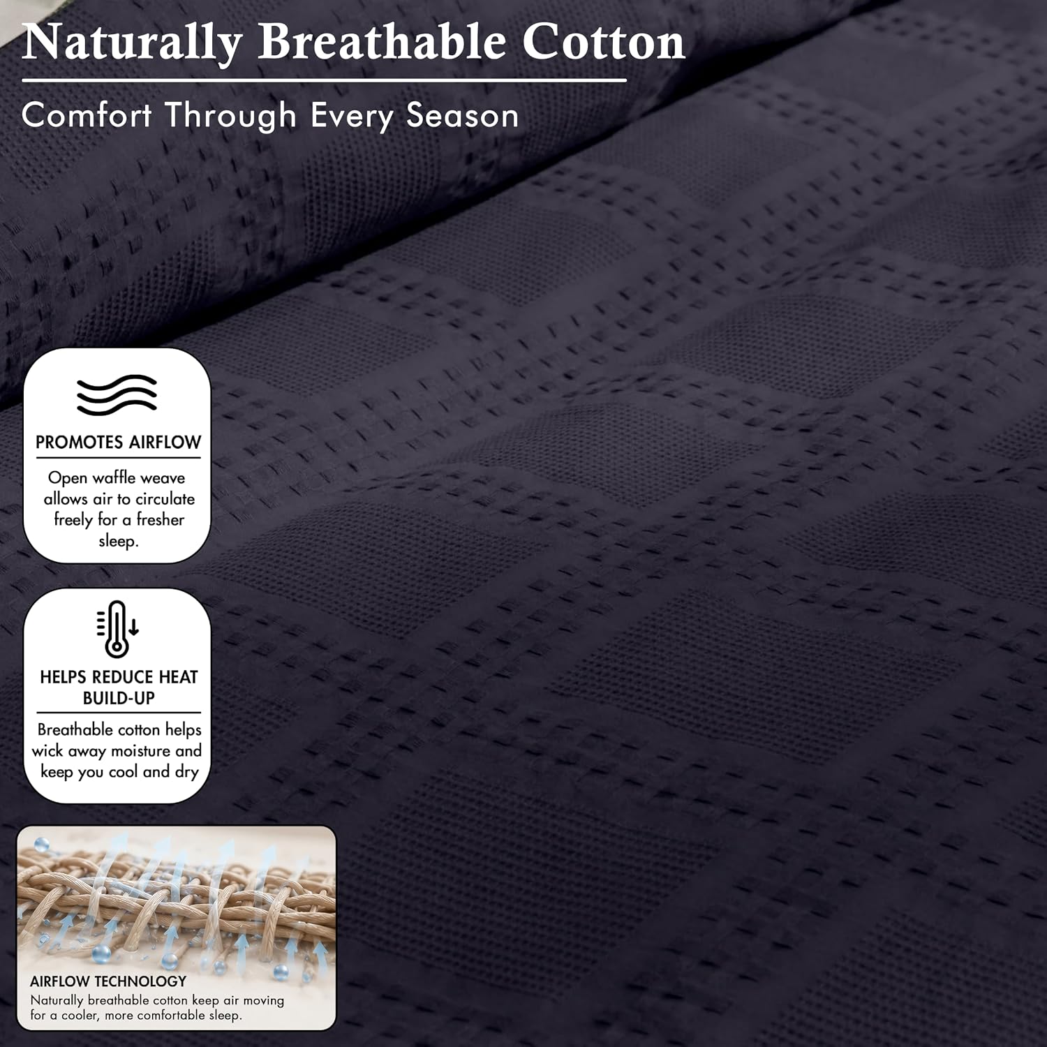RUVANTI 100% Cotton Waffle Duvet Cover Twin Size, Charcoal image 3