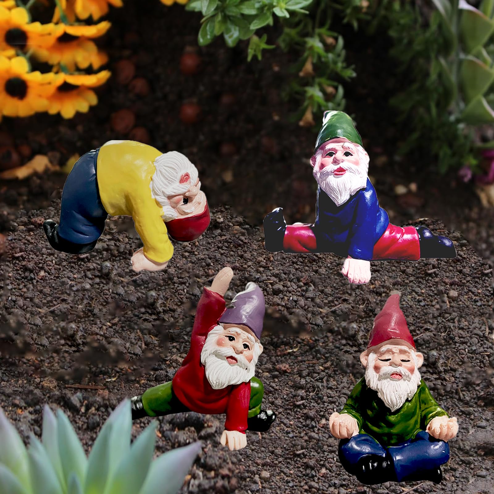 JIUMO Yoga Gnome Miniature Garden Gnome Fairy Gnomes Figurines