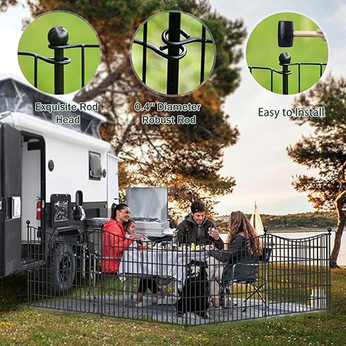 Miniatura 5 de 5 paneles con cerradura, valla decorativa de jardín al aire libre para patio, 32 pulgadas de alto x 12 pies de largo, barrera de animales a prueba