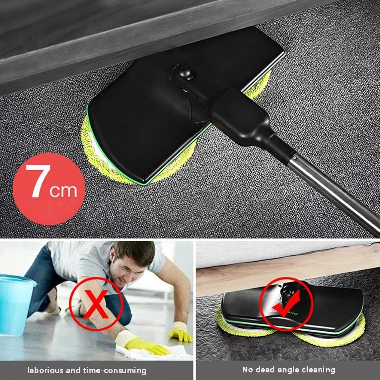 Mop Girevole Elettrico di Pulizia,Rotante Lucidatrice Pulitore da Pavimento con Macchina di Mop Pad Microfibra Uso Domestico,Leggero e Ricaricabile