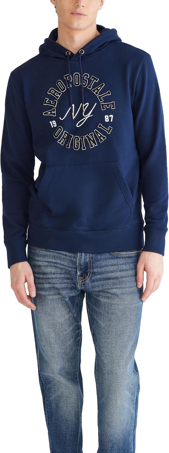 AEROPOSTALE mens Aero Logo Popover Hoodie- Circle