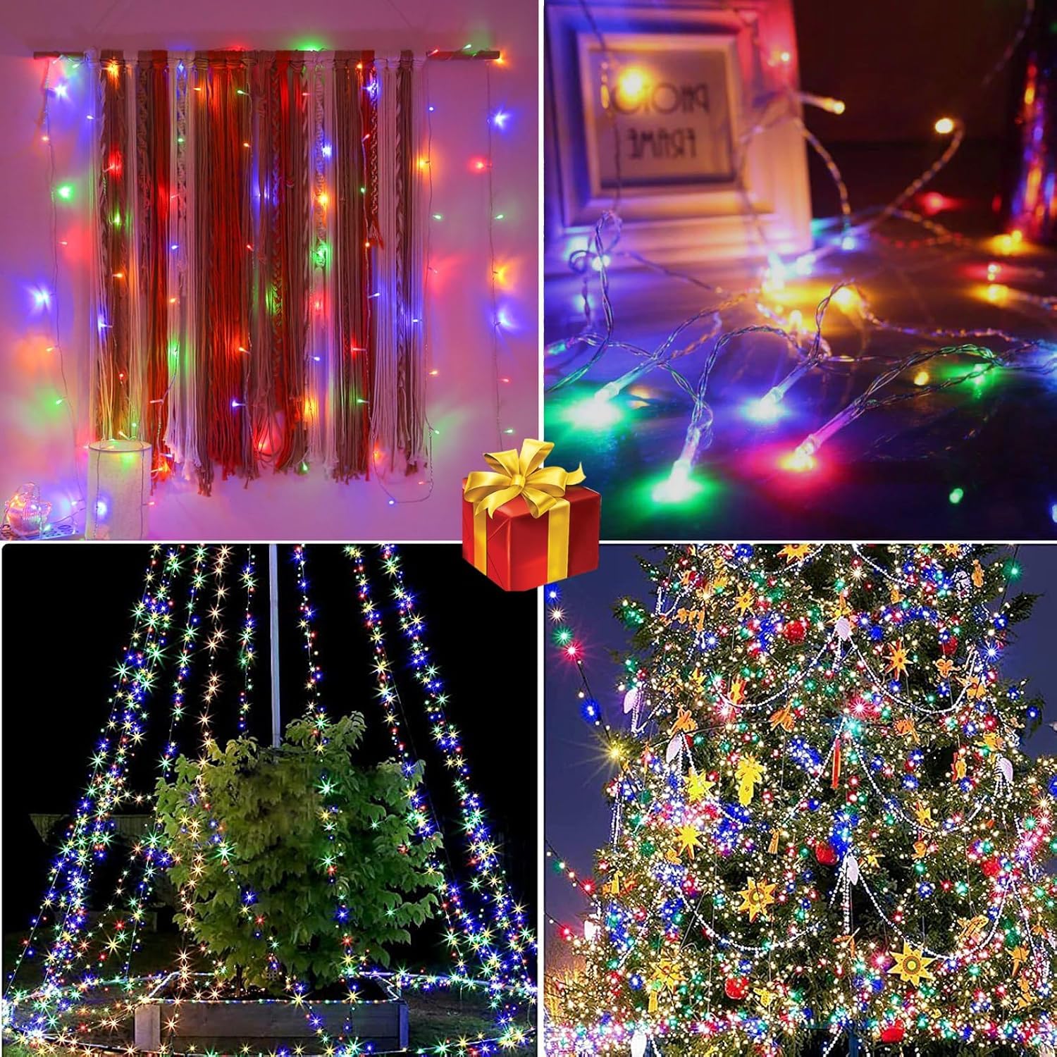 2 Stück Lichterkette Außen Strom 100m 800LED Bunt Lichterketten Innen mit Timer 8 Modi, IP44 Wasserdicht LED Lichterkette Weihnachtsbaum für Garten Balkon Party(Transparente Kabel)
