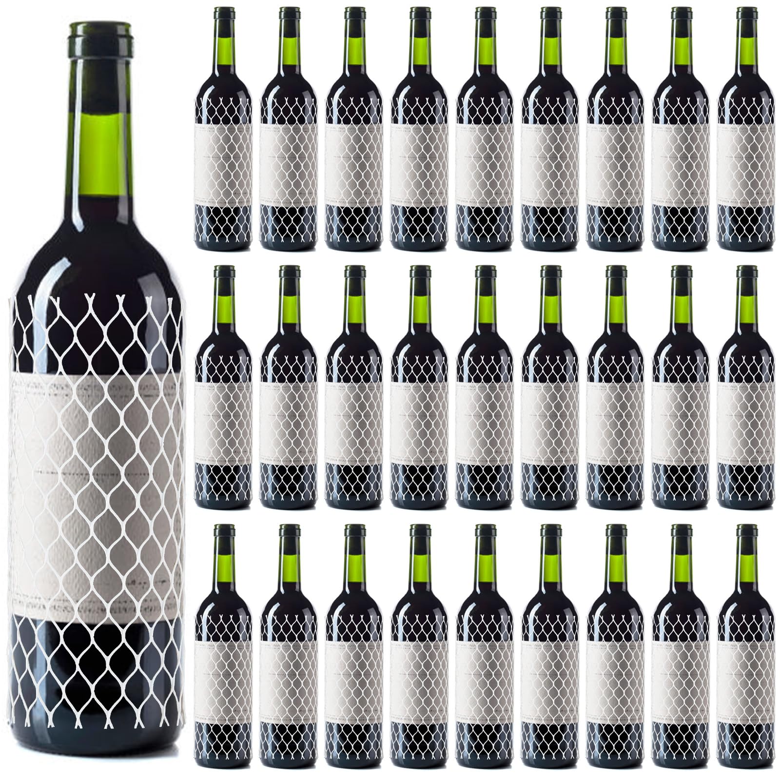 200 Pcs Mesh Bottle Sleeve 7.8 Inch Long Wine Mesh Protective Sleeves for Travel Glass Liquor Protector Keep Bottles Safe While Airplane Traveling