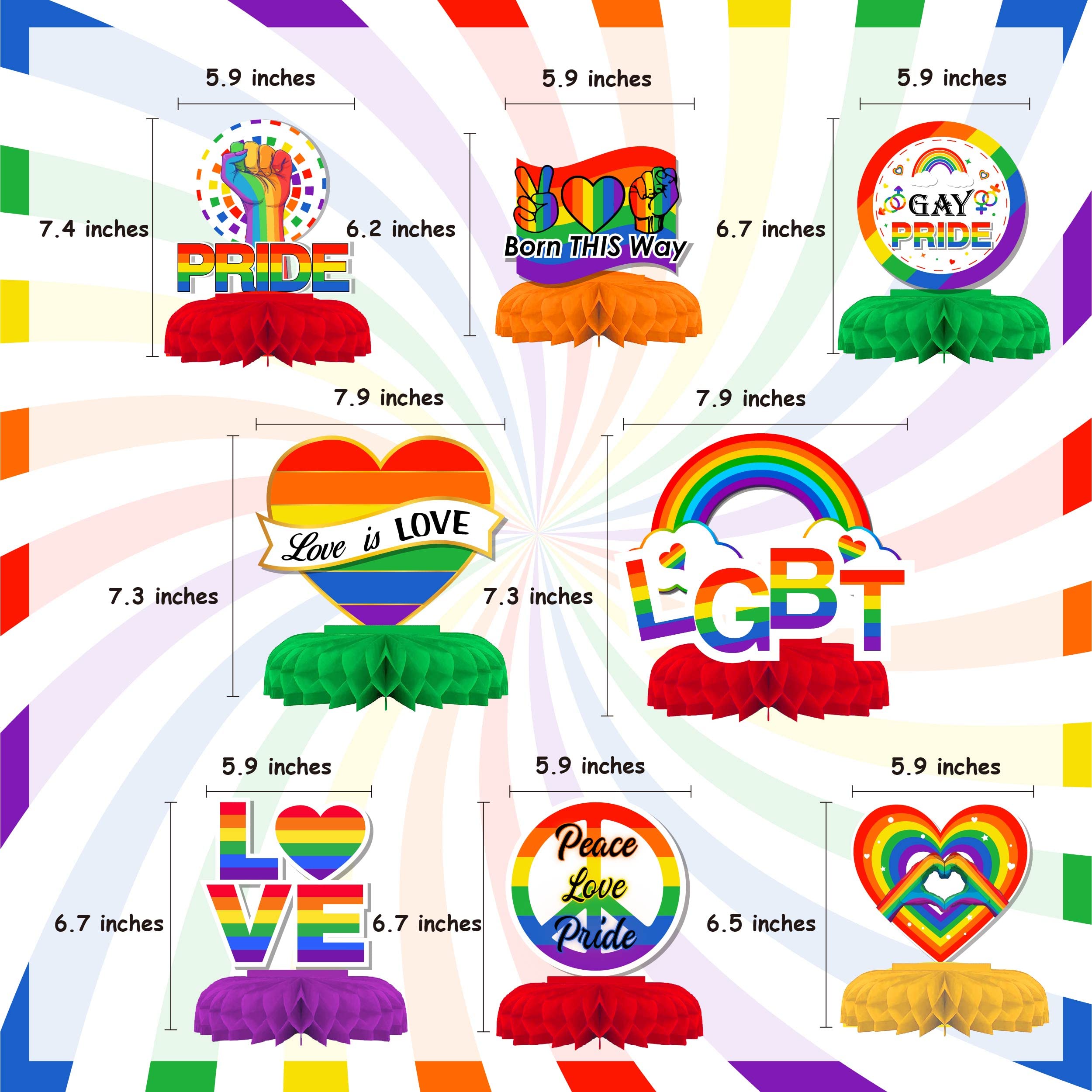Decorazioni Pride: 6 Palline Di Carta Arcobaleno A Nido D'Ape Per Feste LGBT E Matrimoni, 15 Cm