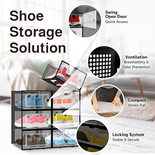 Miniatura 5 de Reli. Cajas de zapatos (paquete de 7)  Cajas de almacenamiento transparentes apilables y compactas  Caja de almacenamiento de plástico ligera con