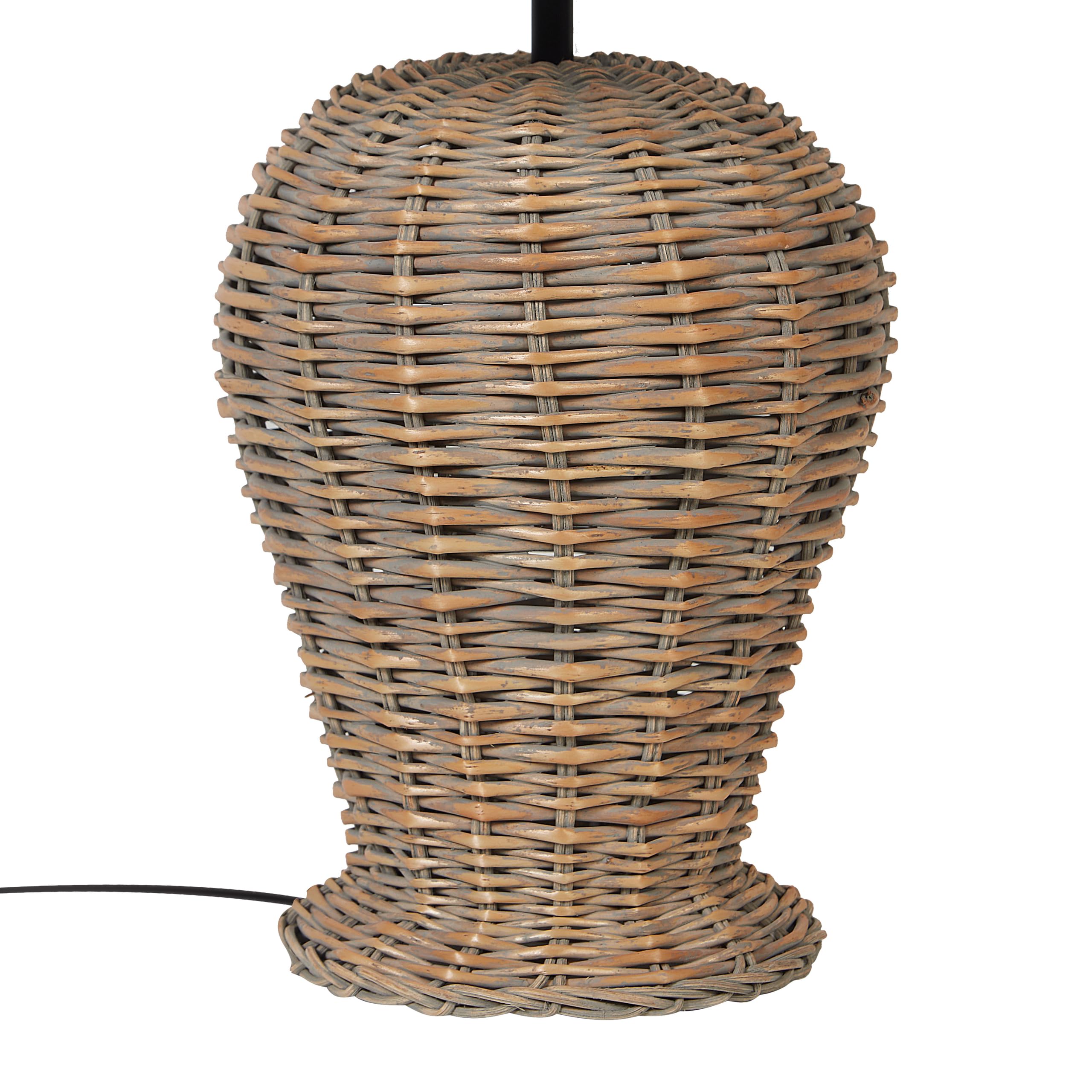 Beliani Tischlampe Rattan natürlich Vasenform mit Stoffschirm weiß Schalter Boho Furelos