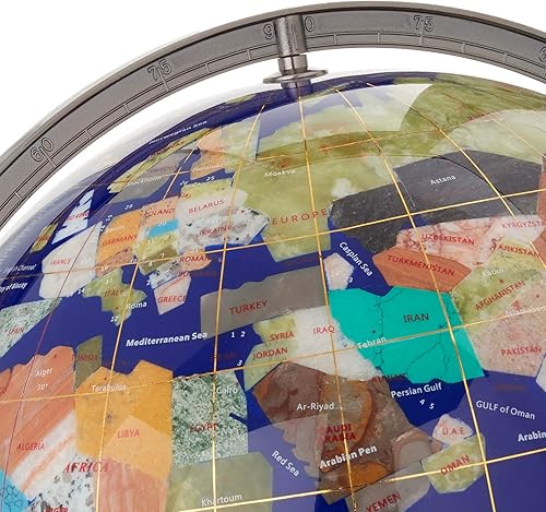 Miniatura 4 de Unique Art - Globo del mundo de lapislázuli azul de 36 x 13 pulgadas con trípode plateado