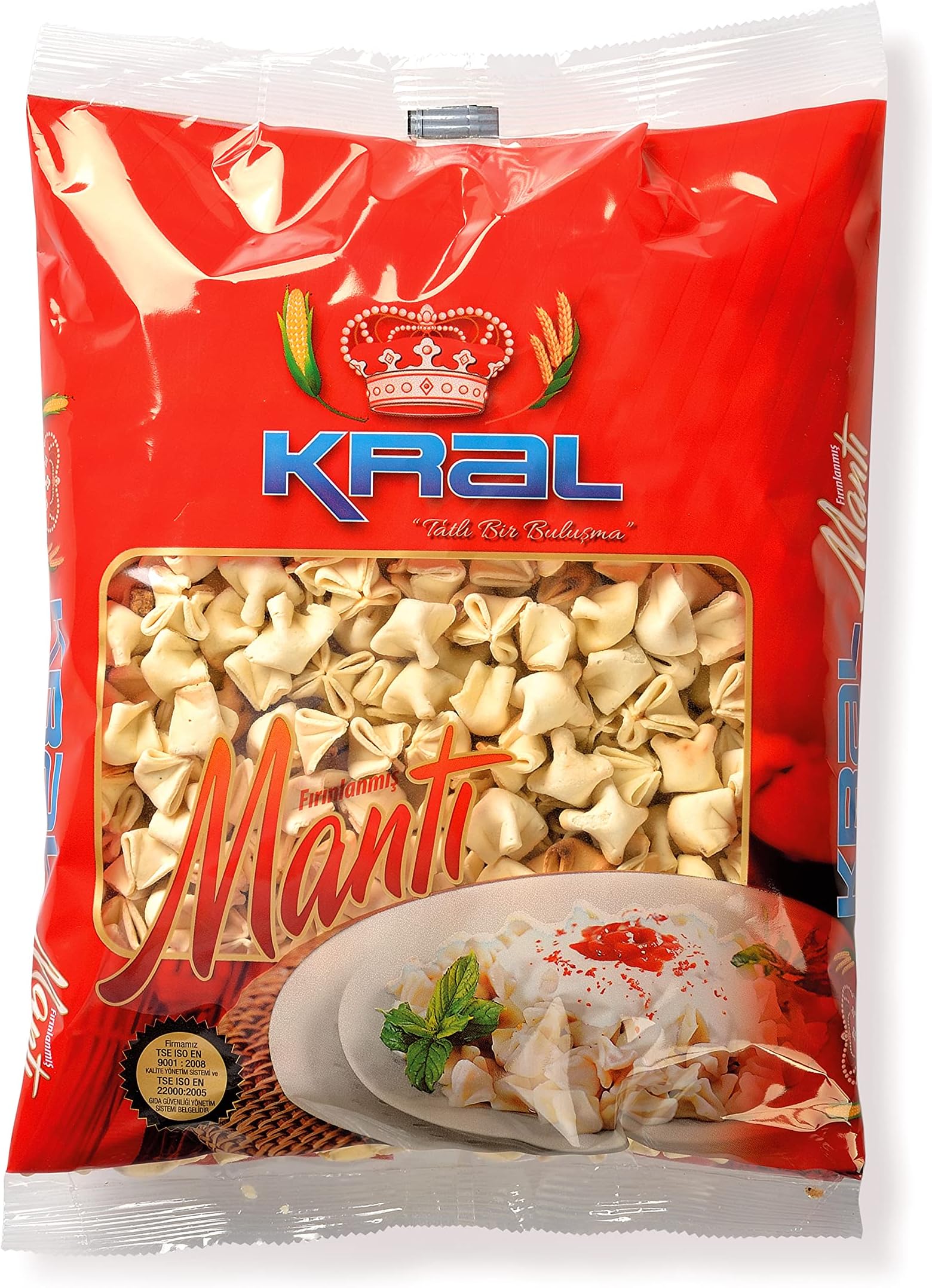 Kral Manti Traditional Delicious Turkish Stuffed (Turkish Ravioli) Dumplings, Easy Meal, Practical Pasta From Turkey, Quick Cuisine, 0.55Lb (250G)