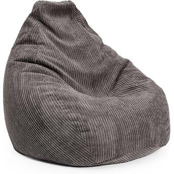 Lumaland Gaming Bean Bag XXL Made of Corduroy Gaming Chair for Adults and Teenagers Comfortable Bean Bag 135 x 100 cm Grey