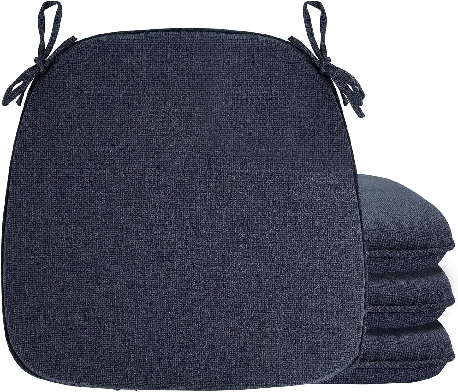 Indoor/Outdoor Chair Cushions 17"X16"X2" with Ties for Dining Chairs Set of 4, Waterproof U-Shaped Chair Pads, Foam Seat Cushions for Patio Kitchen Garden Office-Navy Blue