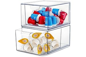 Acrylic K Cup Organizer for Cabinet, 2 Pack Stackable Storage Drawers