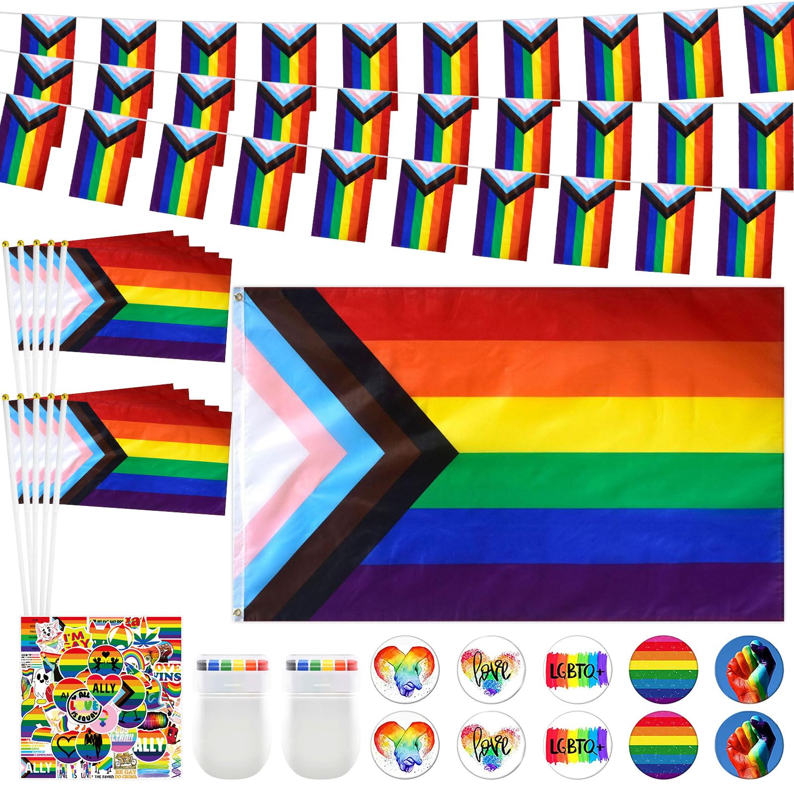 Joyesplay Pride Decorations Accessories Set,Large Pride Flag Pride Bunting Banners,LGBTQ Accessories for Pride Month Parade Street Bar