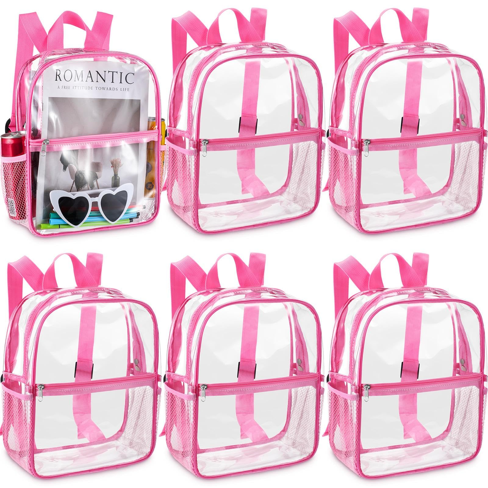Sweetude Clear Backpack bulk 11 4 x 9 5 x 5 1 Inch Bag Stadium Approved Plastic Transparent