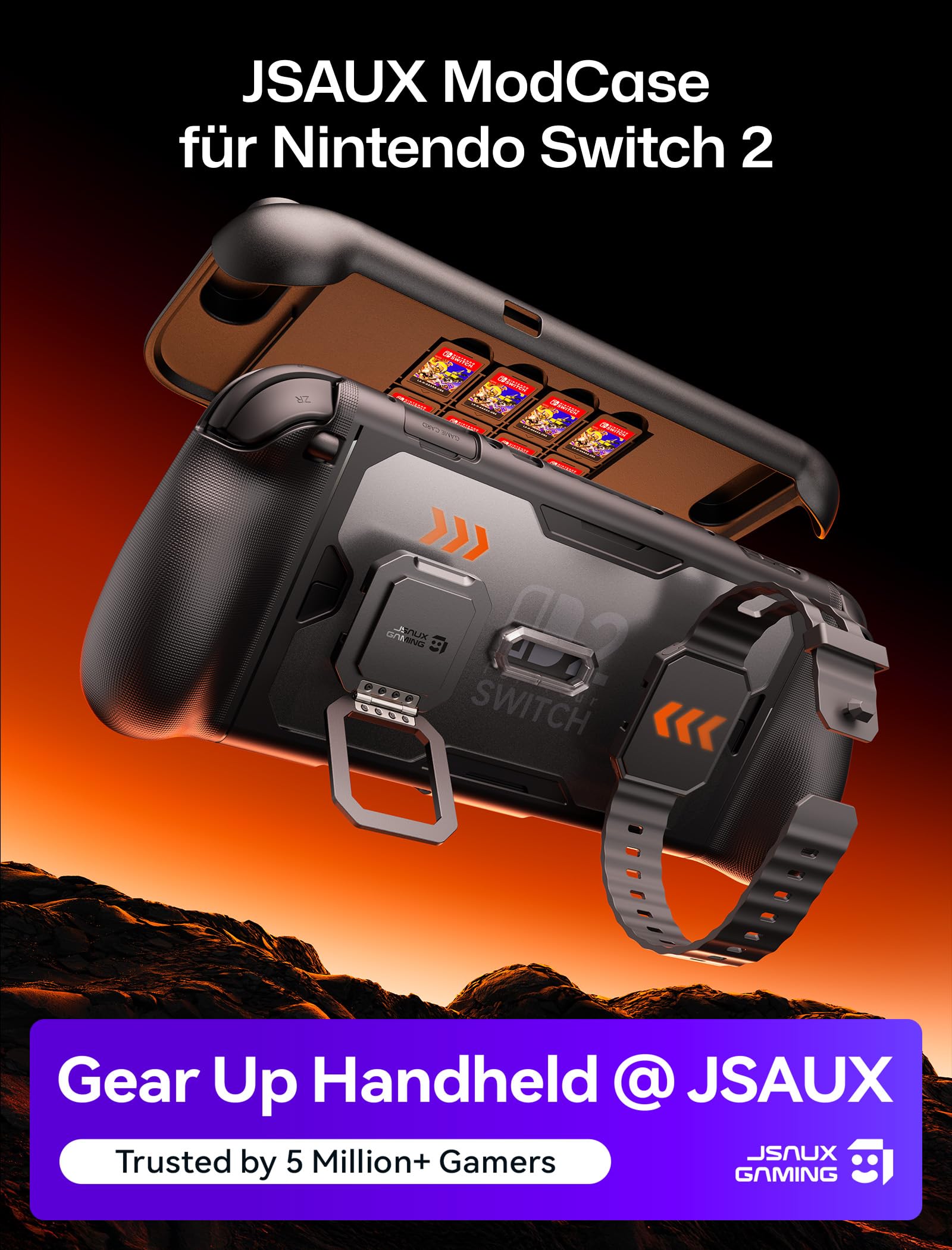 JSAUX PC0121 Schutzhülle für Nintendo Switch 2, 360° Vollschutz Stoßfestes ModCase mit Schutzhülle, Frontabdeckung, Metall-Kickstand & Silikonband, Ergonomischer Anti-Rutsch-Griff – Basic Set