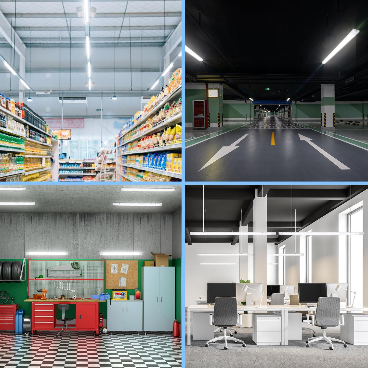Sonnewelt 8X Neon LED 120 CM 36W Reglette LED Garage 4000K Blanc Neutre Eclairage LED Plafond,IP65 Imperméable Néon Led Plafonnier Connectable pour Garage Ateliers Bureau Parking Salle de bain