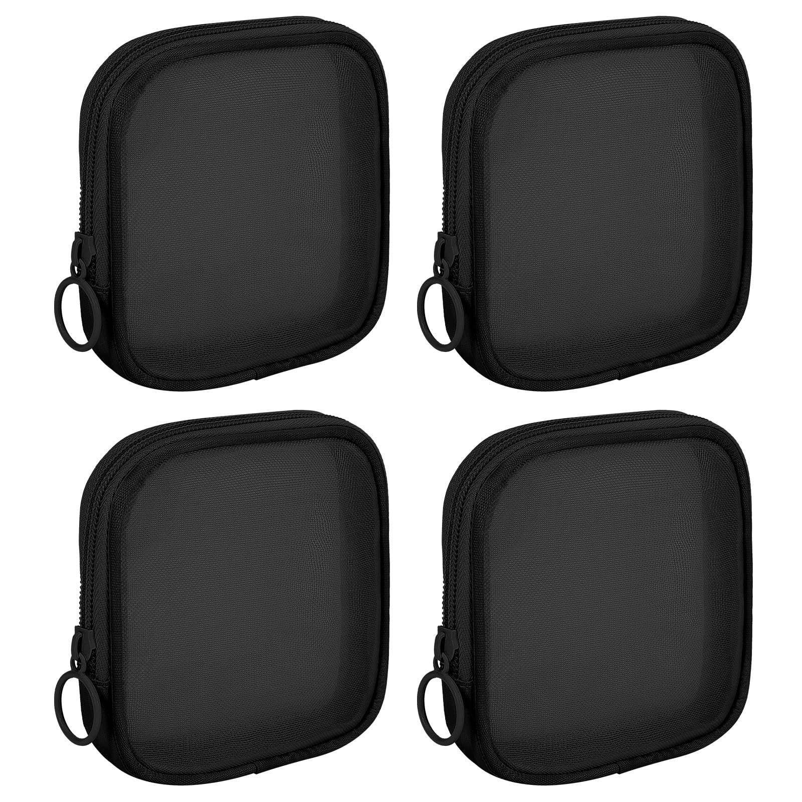 Sinzip 4 Pieces Mini Zipper Nylon Mesh Pouch, Mesh Cosmetic Bags Makeup Bags, Multipurpose Travel Toiletry Bags for Office Supplies and Travel