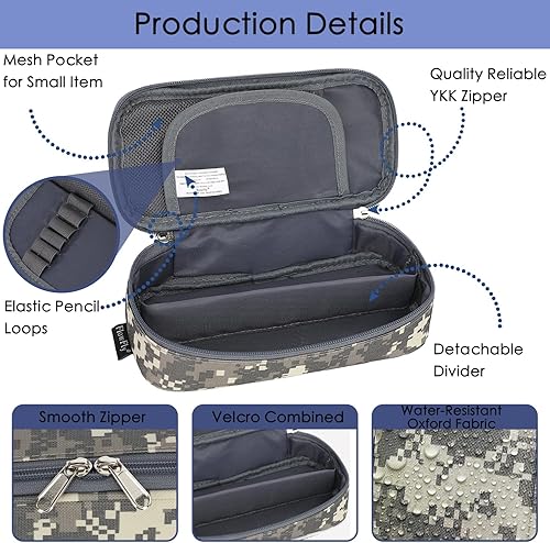 Miniatura 4 de FlowFly Estuche para lápices de gran capacidad para niños, niños y niñas, bolsa multifuncional con cremallera, bolsa de lápices suave y portátil