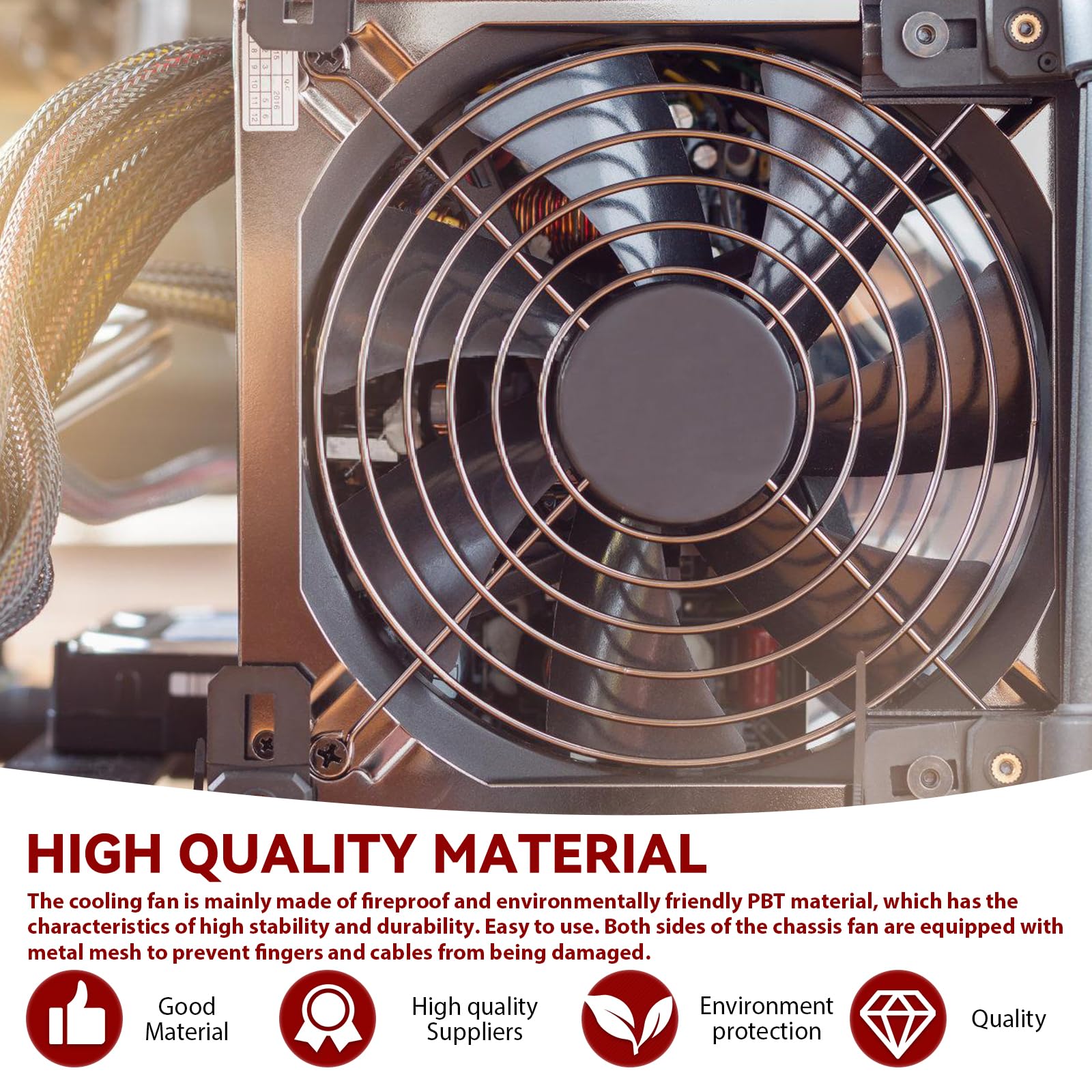 Ventilateur 120 mm avec contrôle de vitesse 220 V - Ventilateur de refroidissement sans balais avec couvercle en métal - Grand volume d'air - Ventilateur d'extraction silencieux pour ordinateur
