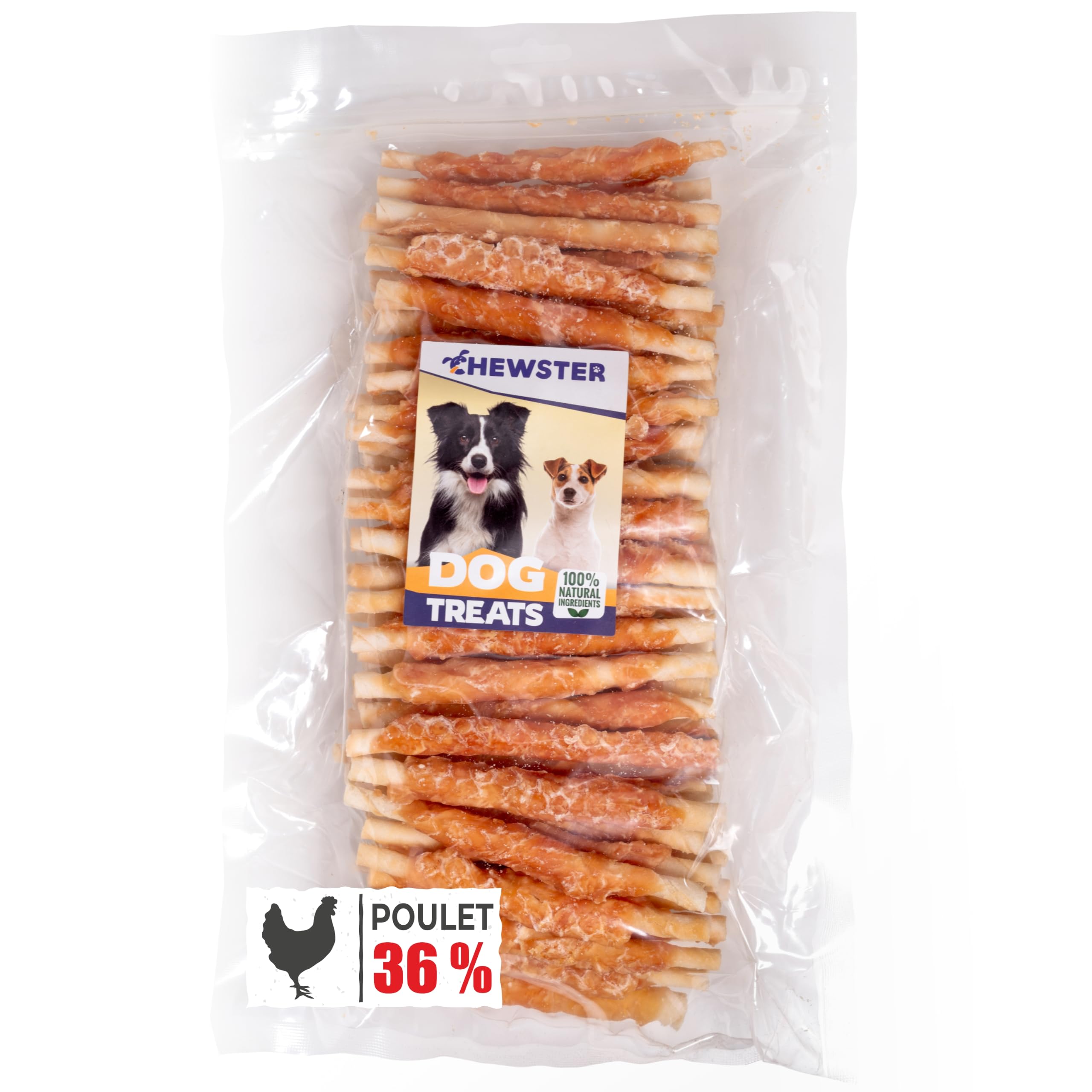 Bâtonnets à mâcher au Poulet - Friandises pour Chien - 800 g | 85 rouleaux à mâcher pour chiens - Friandises pour chien