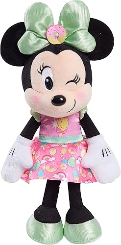 Disney Junior Minnie Mouse - Beanbag de peluche de Minnie Mouse de 8 pulgadas, diseño de Minnie Mouse en vestido de dulces rosados, animal de peluche