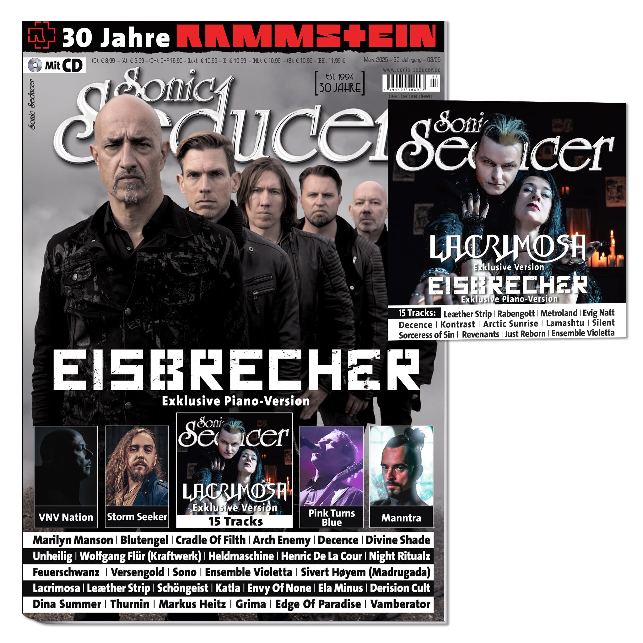 Sonic Seducer 03/2025: Sonic Seducer 03-2025 + CD: Eisbrecher (exkl. Song) + Rammstein + VNV Nation + Lacrimosa + Cradle Of Filth + Unheilig + ... + Marilyn Manson + Versengold + Feuerschwanz