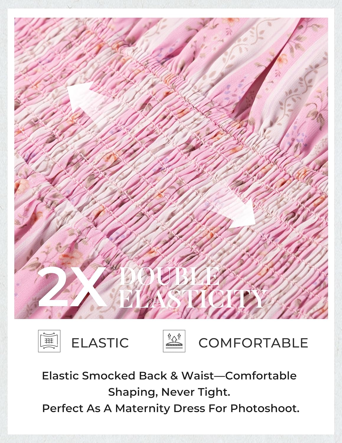 Kate Kasin Womens Summer Boho Floral Maxi Dress 2026 Square Neck Puff Sleeve Smocked Flowy A Line Beach Wedding Guest Dresses - Image 6