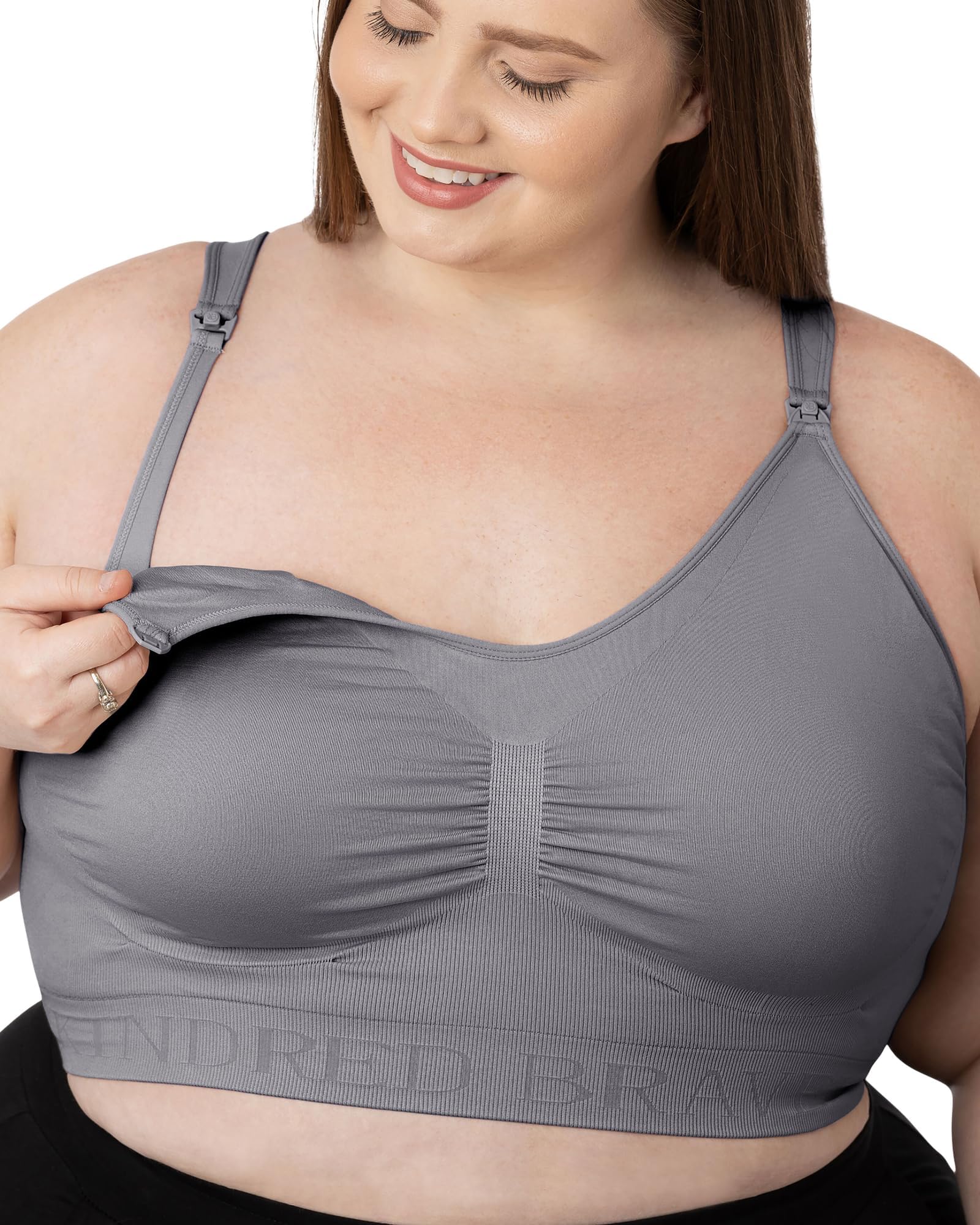 Kindred Bravely Sublime Simply Nursing Bras for Breastfeeding, Adjustable, Seamless & Wireless Maternity Bra (Grey, X-Large Busty)