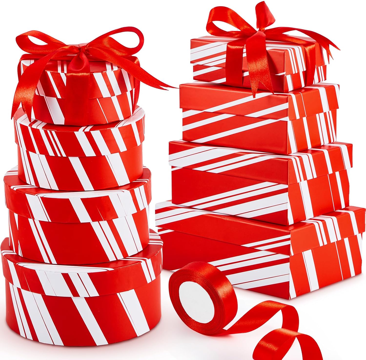 Qilery 16 Pcs Christmas Gift Boxes, 8 Christmas Nesting