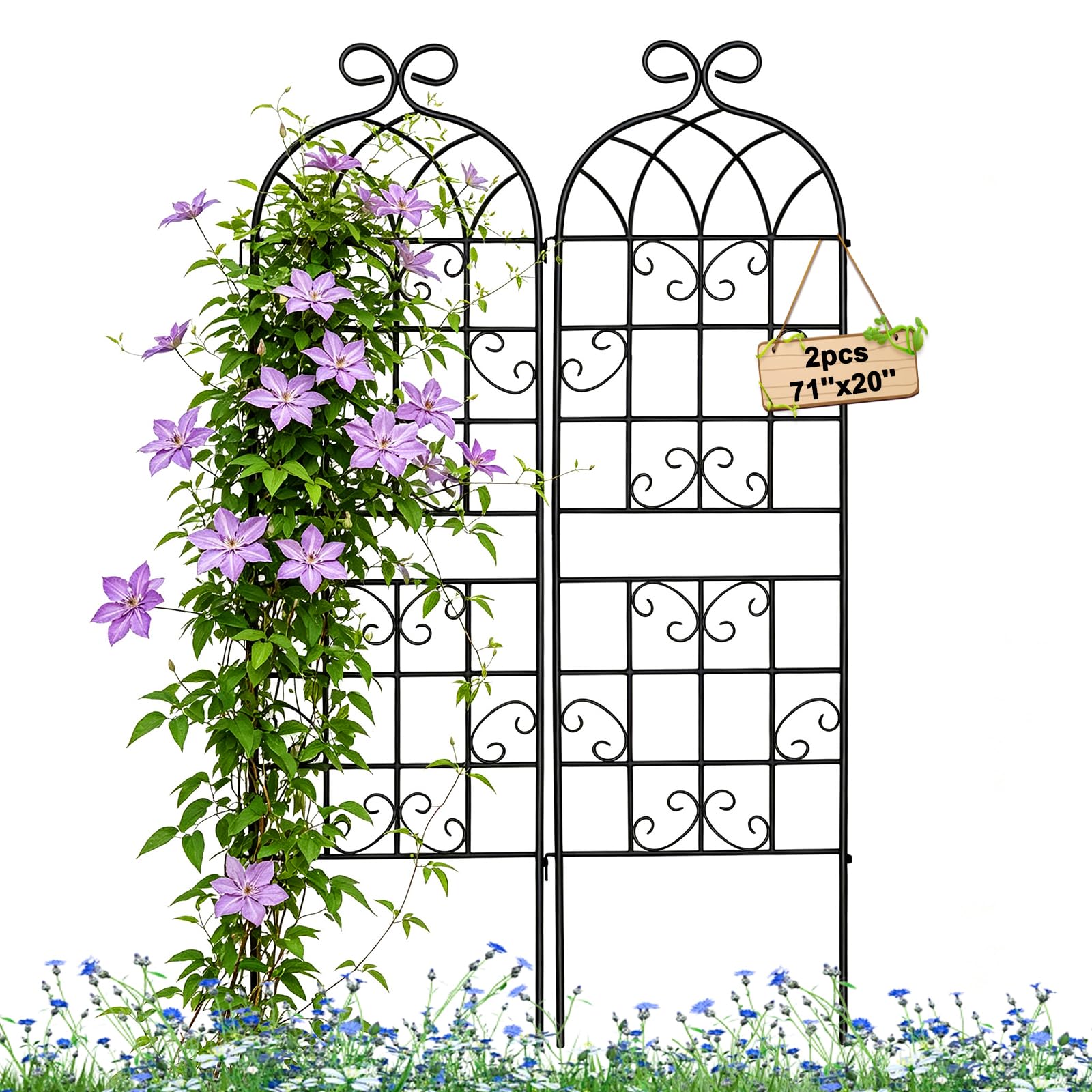YOBAZAN 2 Pack 71 x 20 Metal Garden Trellis Heavy Duty