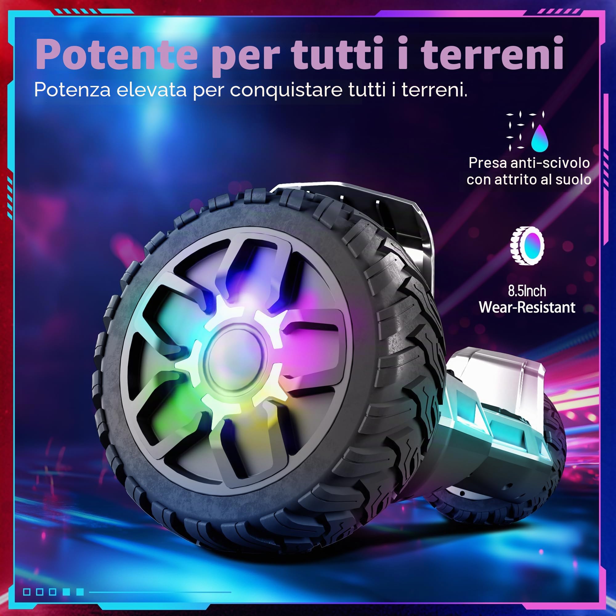 8.5 Inch Off Road Hoverboard with LED Lights, Self Balancing Off-Road Hoverboard with Bluetooth for Kids