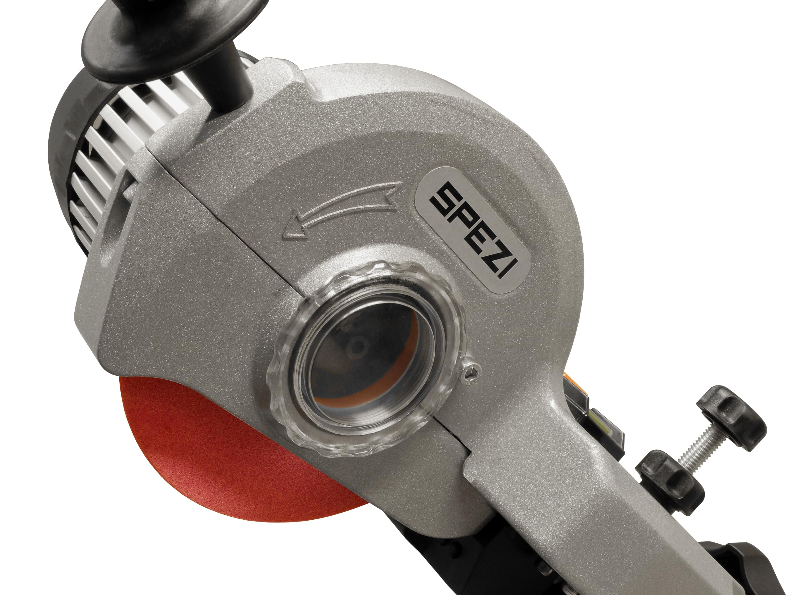Sägenspezi® - Affilacatena HydroSharp 300 AutoClamp by Sägenspezi® – 300 W Semiautomatico con sistema di serraggio idraulico, LED, 3 dischi abrasivi, affilacoltelli per catena per seghe fai da te e